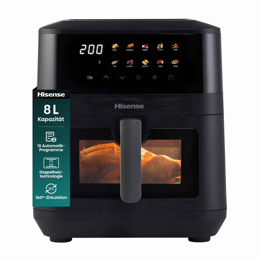 Hisense HAF2100DCD Heissluftfritteuse /2100 W /7,7 L Kapazität /10 voreingestellte Programme/Antihaf