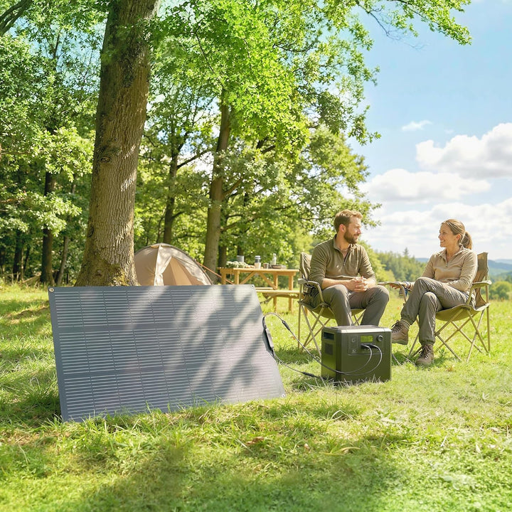 HOMCOM Solarpanel 100W 18V Tragbares Outdoor Solarladegerät mit 2 USB, LCD-Anzeige IP67 Wasserdicht