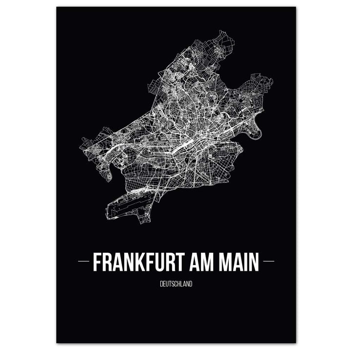 JUNIWORDS Stadtposter, Frankfurt am Main, Wähle eine Grösse, 40 x 60 cm, Poster, Schrift B, Schwarz