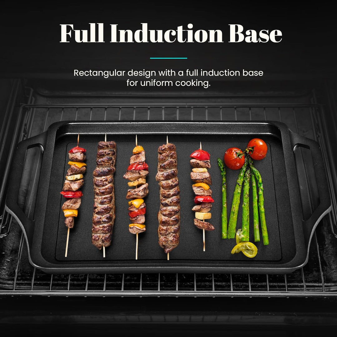 WECOOK! Ecostone Grillplatte, Induktion Griddle-Pfanne 37 X 25 cm, Aluminiumguss, Antihaftbeschichtu