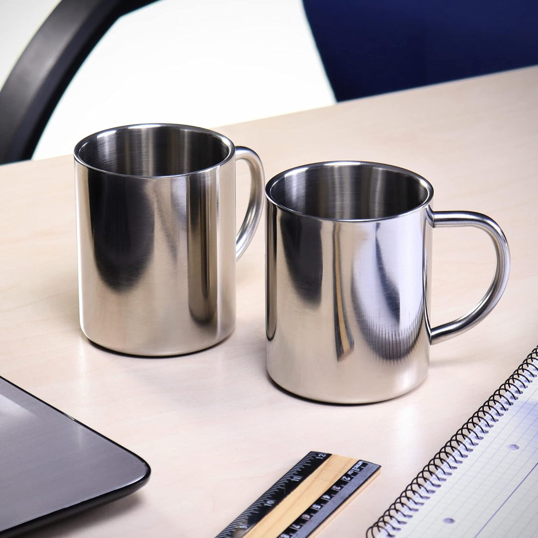 com-four® 2x Edelstahl Thermobecher - 300 ml je Becher - Isolierbecher doppelwandig - Kaffeetasse br