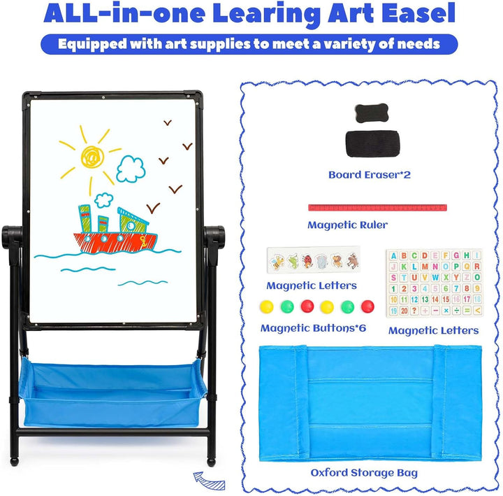 Kinder Staffelei Malerei Doppelseitige Tafel für Kinder mit Kreidetafel & Whiteboard Höhenverstellba