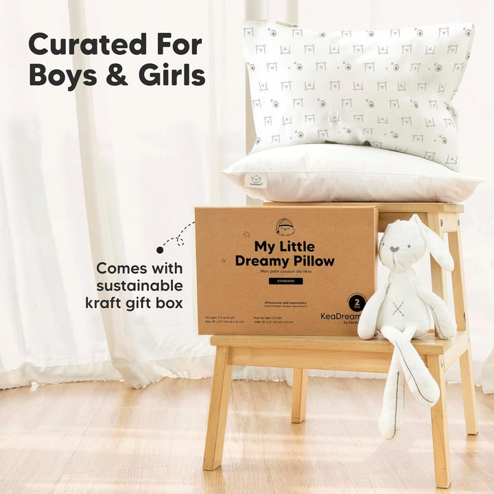 2er Pack Kleinkind Kissen 33 x 45 cm - Weich Bio Baumwolle Kissen Kinder - Kleinkind Kopfkissen Zum