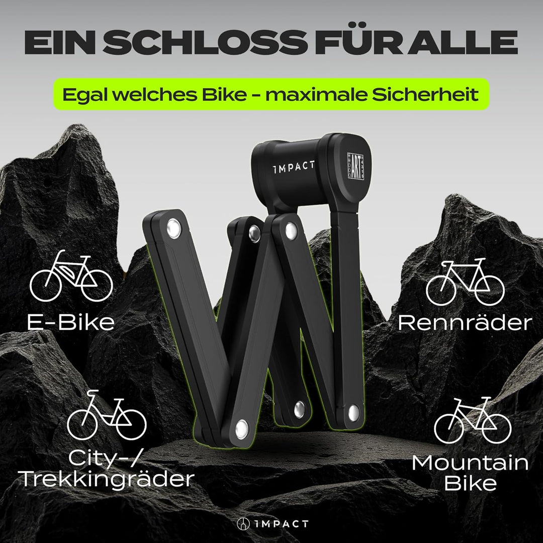 IMPACT® FlexLock 15 - Premium Faltschloss Fahrrad [HOHE SICHERHEIT] - Handliches Fahrradschloss mit