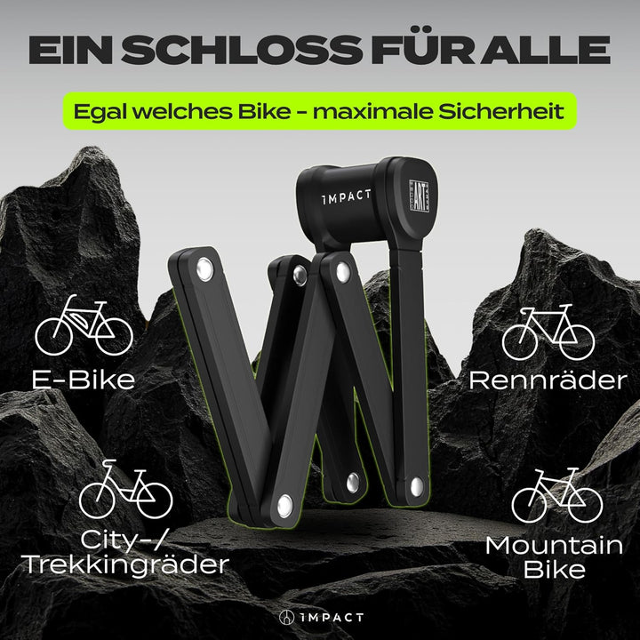 IMPACT® FlexLock 15 - Premium Faltschloss Fahrrad [HOHE SICHERHEIT] - Handliches Fahrradschloss mit