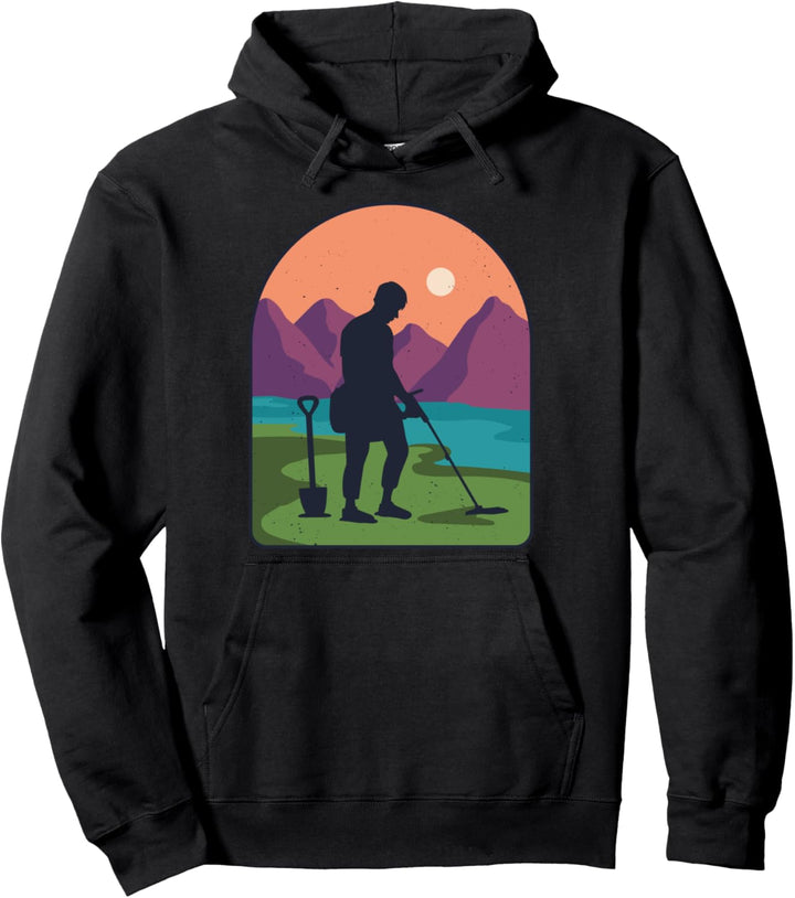 Erkennungsdetektor Silhouette Berge See Pullover Hoodie