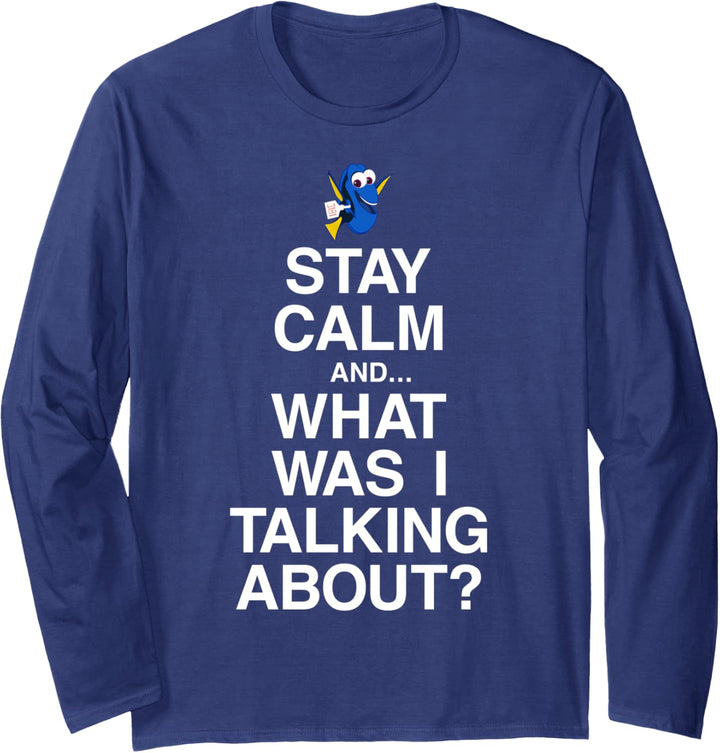 Disney Pixar Finding Dory Stay Calm Text Langarmshirt