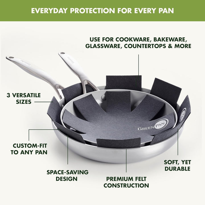 GreenPan Pfannenschutz-Set, 27cm, 34cm &amp; 40cm, Schwarz Schwarz 3-teilig, Schwarz 3-teilig