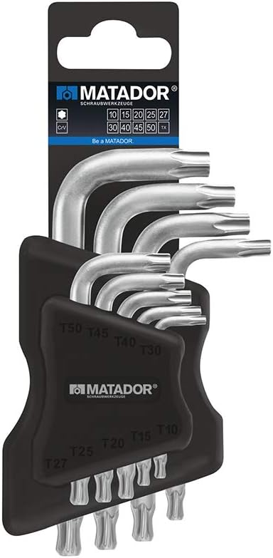 MATADOR Satz Winkelschraubendreher, Torx, Kugelkopf, im Halter, T 10 - T 50, 0444 9090