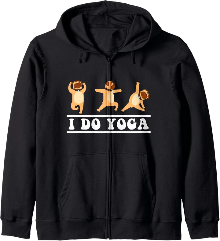 Ich Mache Yoga Bulldoge Süsser Hund Macht Yoga Sportlich Kapuzenjacke