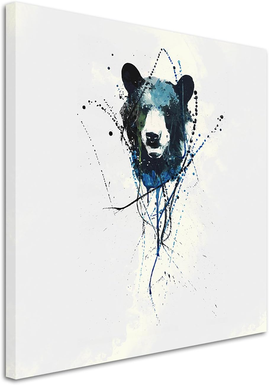 Paul Sinus Art BAER 60x60cm Keilrahmenbild Kunstbild Aquarell Art Wandbild auf Leinwand fertig gerah