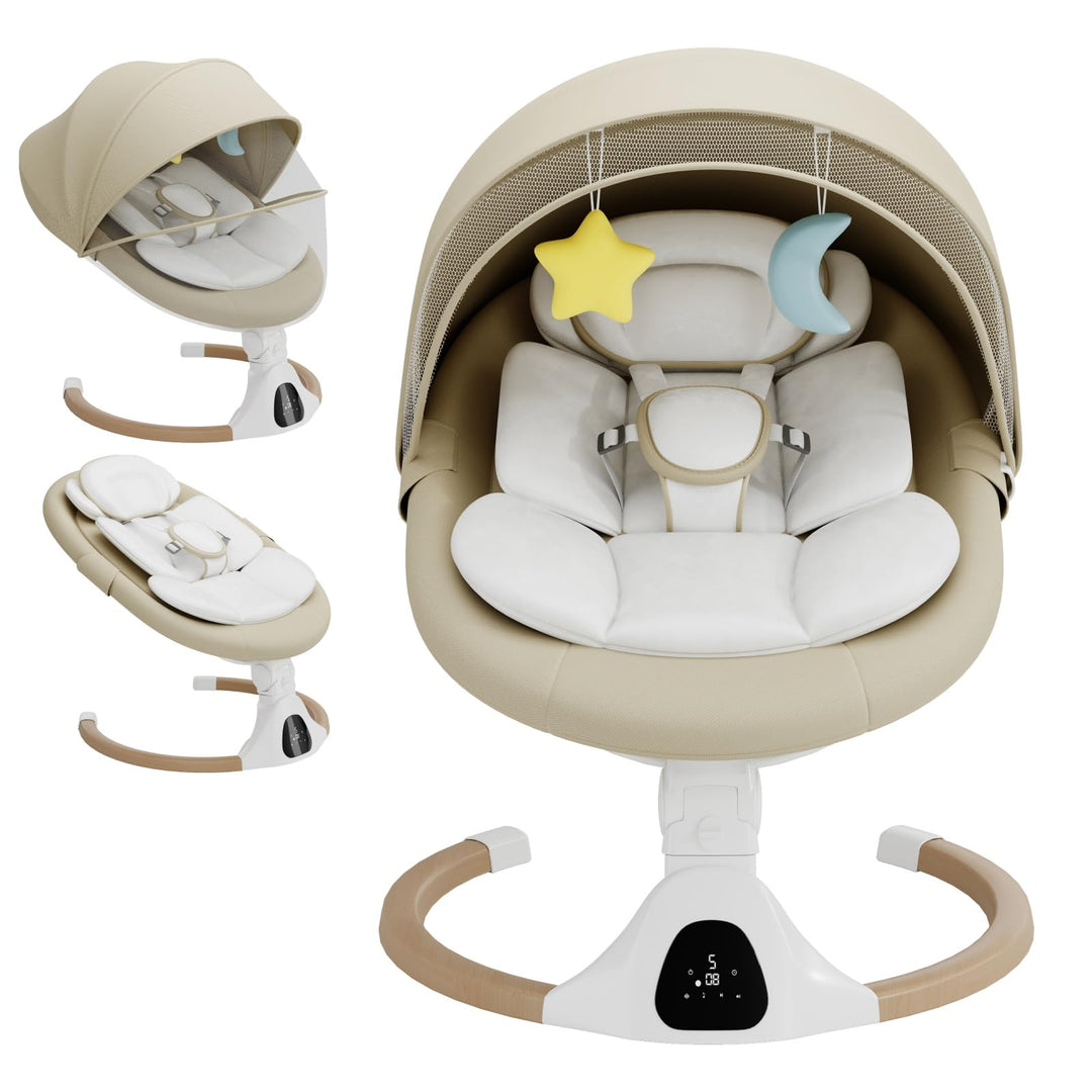 Babywippe Elektrisch, 0–6 Monate, max. 9 kg, Tragbares Neugeborenes Babyschaukel Indoor mit Bluetoot