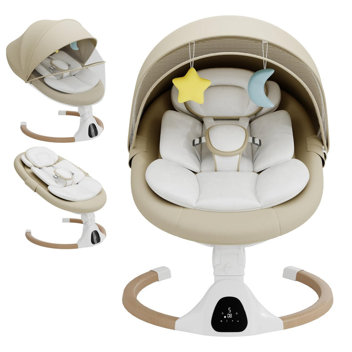 Babywippe Elektrisch, 0–6 Monate, max. 9 kg, Tragbares Neugeborenes Babyschaukel Indoor mit Bluetoot