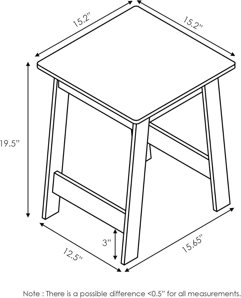 Furinno Beistelltisch, Holz, Französisches Eichengrau, 39.5 x 41.5 x 50.29 cm Französische Eiche Gra