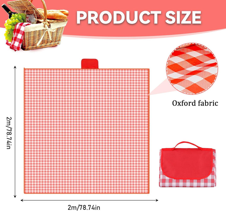 wasserdichte Picknickdecke 200x200 cm Oxford (Rot) | thermal protection, anti dirt surface, quick fo