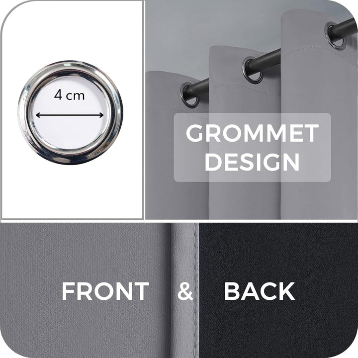 MRTREES Thermovorhang Kälteschutz Hellgrau Gardinen Blickdicht 2er Set Hellgrau 240x140 cm (HxB) Bli