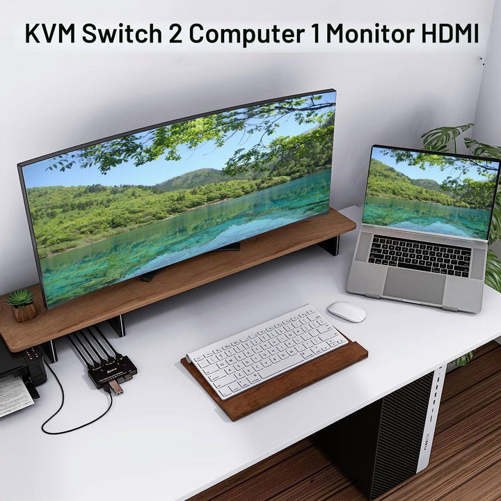 KVM Switch HDMI 8K@60Hz 4K@120Hz, KVM Switch 2 PC 1 Monitor HDMI2.1 with 3 USB3.0 Devices, HDR 10, H