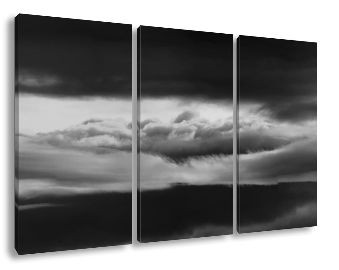 deyoli himmlischer Sonnenuntergang Format: 3Teilig als Leinwand, Effekt: Schwarz&amp;Weiss, Motiv fertig