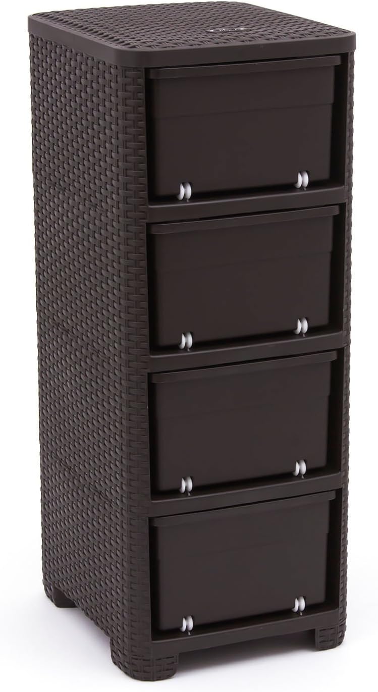 CURVER Regal mit 4 Schubladen STYLE Regal mit 4 Schubladen, Dunkelbraun, 33x38x79, Dunkelbraun