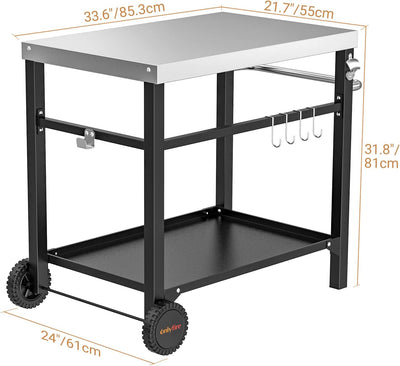 Onlyfire Grillwagen | Edelstahl Grilltisch mit grosser Arbeitsfläche , Grill Beistelltisch Outdoor G