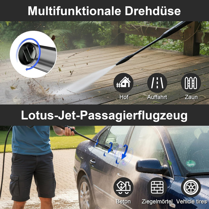 LANCHEZ Hochdruckreiniger 180 bar max Druck, Fördermenge 480 l/h, 7-in-1-Zubehör Kit (500ml Schaumsp