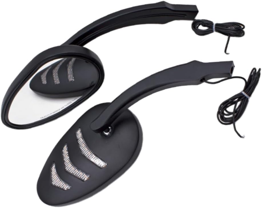Baceyong 1 Paar Aluminiumspiegel mit bernsteinfarbenen LED-Blinkern für H-Arley-Modelle, schwarze HD