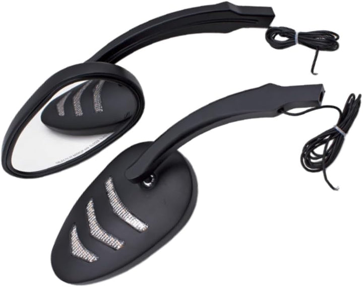 Baceyong 1 Paar Aluminiumspiegel mit bernsteinfarbenen LED-Blinkern für H-Arley-Modelle, schwarze HD