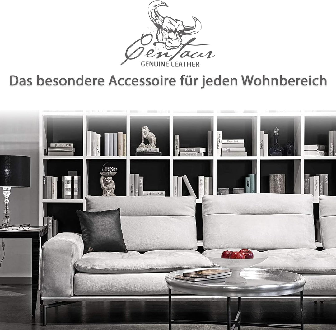 Centaur - Deko Lederkissen 40 x 40 cm für Sofa oder Schlafzimmer schwarz - Echt Leder Kissen Echtled