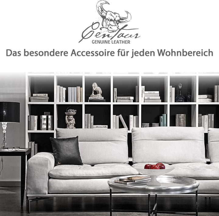 Centaur - Deko Lederkissen 40 x 40 cm für Sofa oder Schlafzimmer schwarz - Echt Leder Kissen Echtled