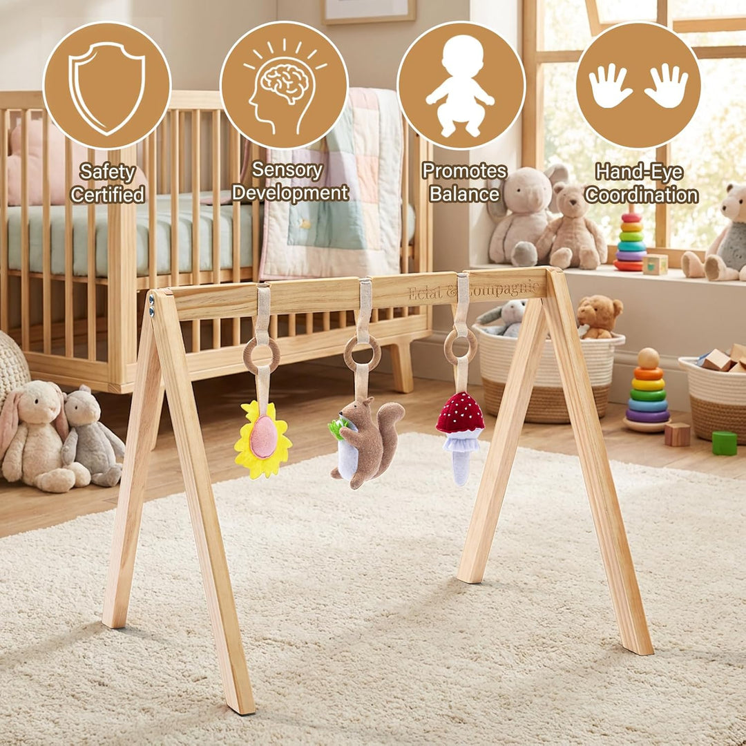 Eclat & Compagnie - Spielbogen für Babys aus Holz – Montessori Portal mit graviertem Logo – stabile