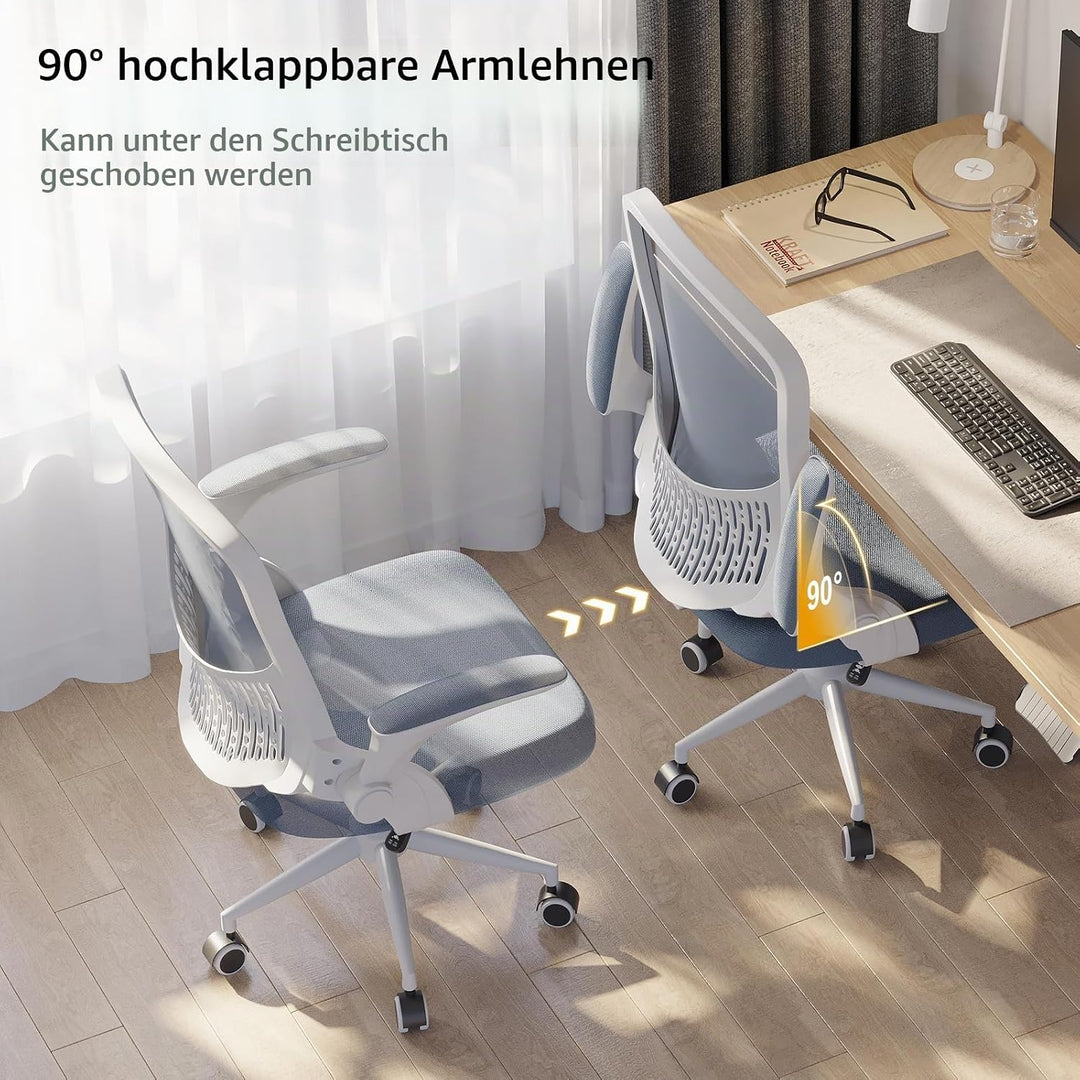 naspaluro Ergonomischer Bürostuhl, Schreibtischstuhl mit 90° Klappbaren Armlehnen, Einzigartige Lend