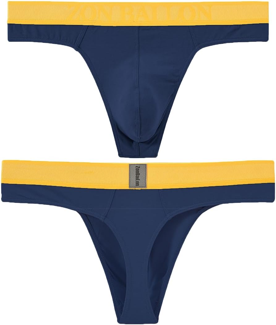 BIATWOWR Men's Thongs Underwears G Strings Mens Sexy Bulge Ball Pouch Slip Underwear Wide Band Male