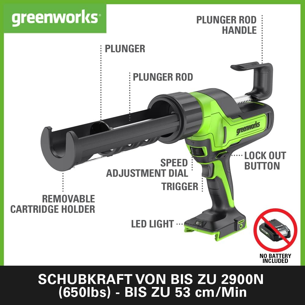 Greenworks Tools 01-000003501707 G24CG 24V Caulk Gun, Grün,