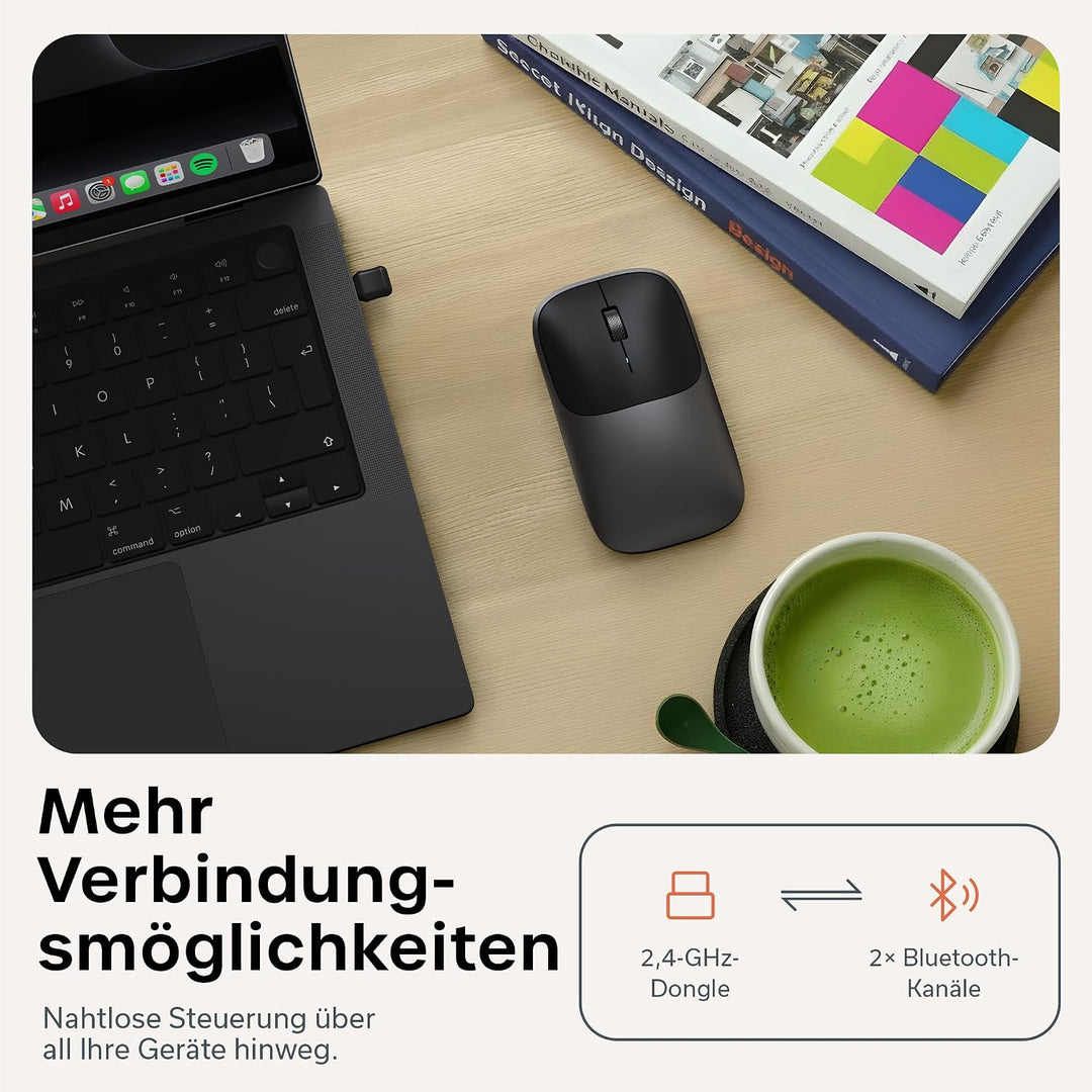 SATECHI Slim EX Kabellose Computermaus, Multi Device Bluetooth & 2,4-GHz für macOS, Windows, iPadOS