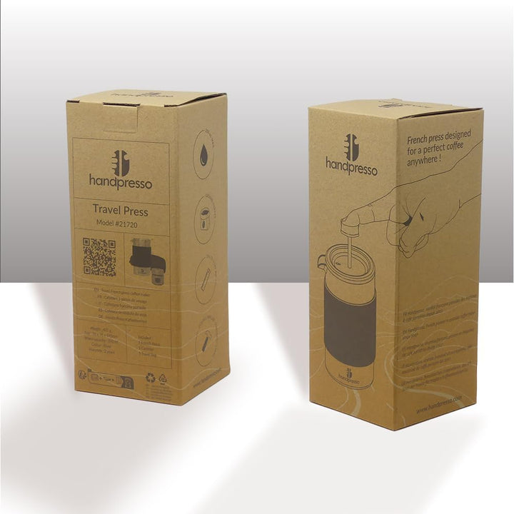 Handpresso - Travel Press mit Tasche | 0,35 Liter (2-3 Tassen) | French Press Edelstahl | Kaffeepres