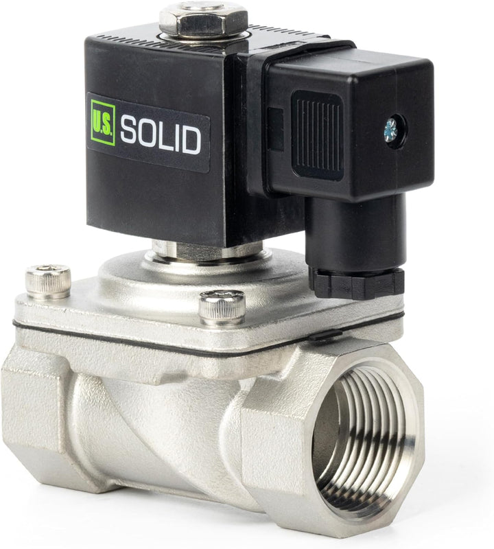 U.S. Solid 1" Magnetventil - Edelstahl DC 12V mit Viton-Dichtung, stromlos geschlossen, Anschlussdos