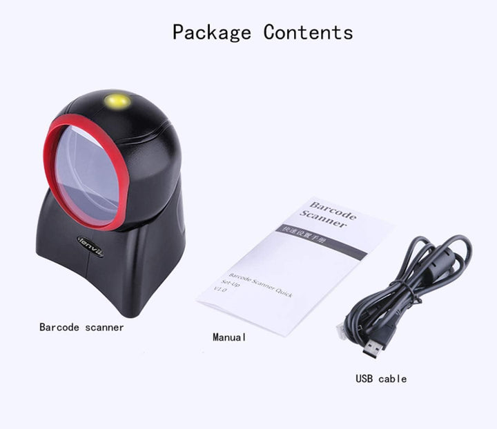 LENVII Omnidirektionaler Freisprech QR Code lesegerät, Desktop Barcode Scanner 1D/2D/QR Code Scanner