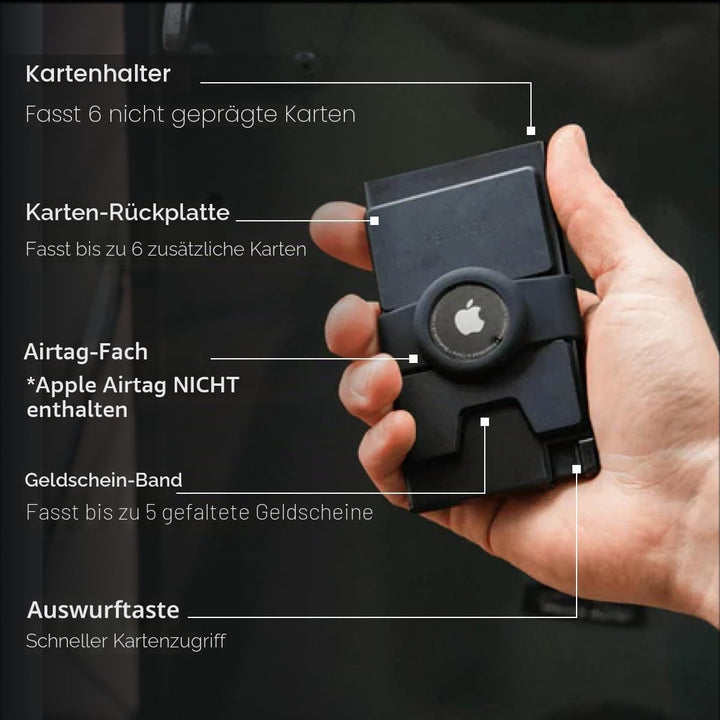 Ekster AirTag-Kartenhalter aus Aluminium, Schwarz, Minimalistisch, Schwarz