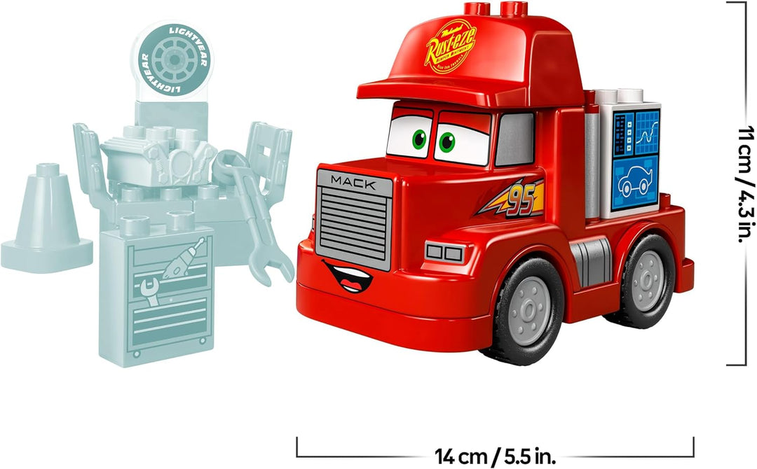 LEGO DUPLO | Disney and Pixar’s Cars Mack Truck beim Rennen, Auto-Set mit LKW-Spielzeug für Kleinkin