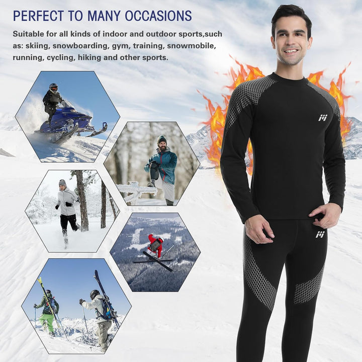 MEETWEE Thermounterwäsche Herren, Funktionsunterwäsche Winter Skiunterwäsche Suit Atmungsaktiv Therm