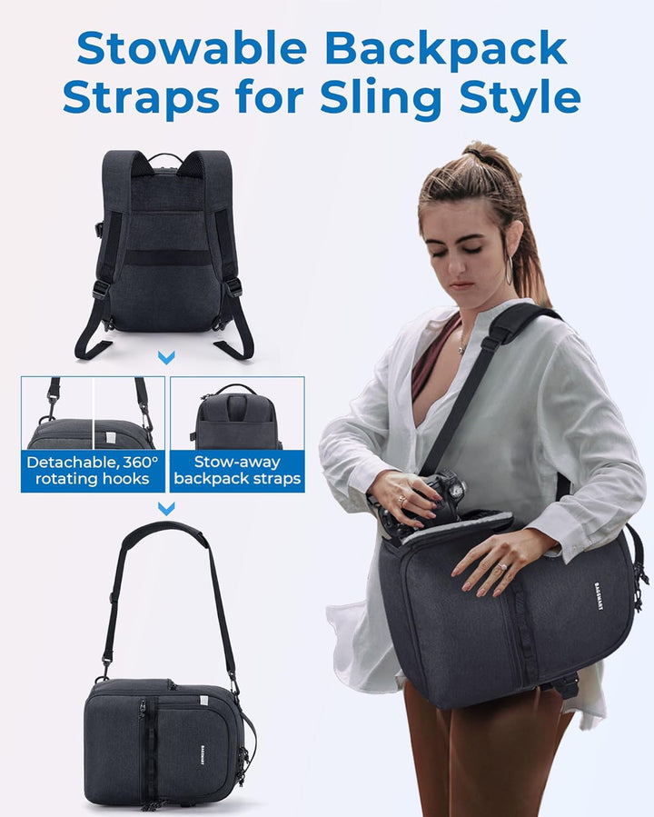 bagsmart Kamerarucksack,DSLR SLR Klein Kameratasche für Fotografen Kompatibel,Schultergurt 2-in-1 Re