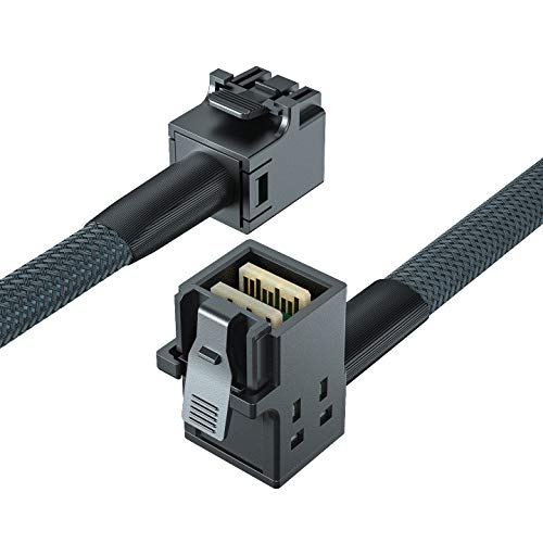 10Gtek® Internal Mini SAS HD SFF-8643 zu SFF-8643 Kabel, 12G, 100-Ohm, Straight zu Right Angle, 1-Me