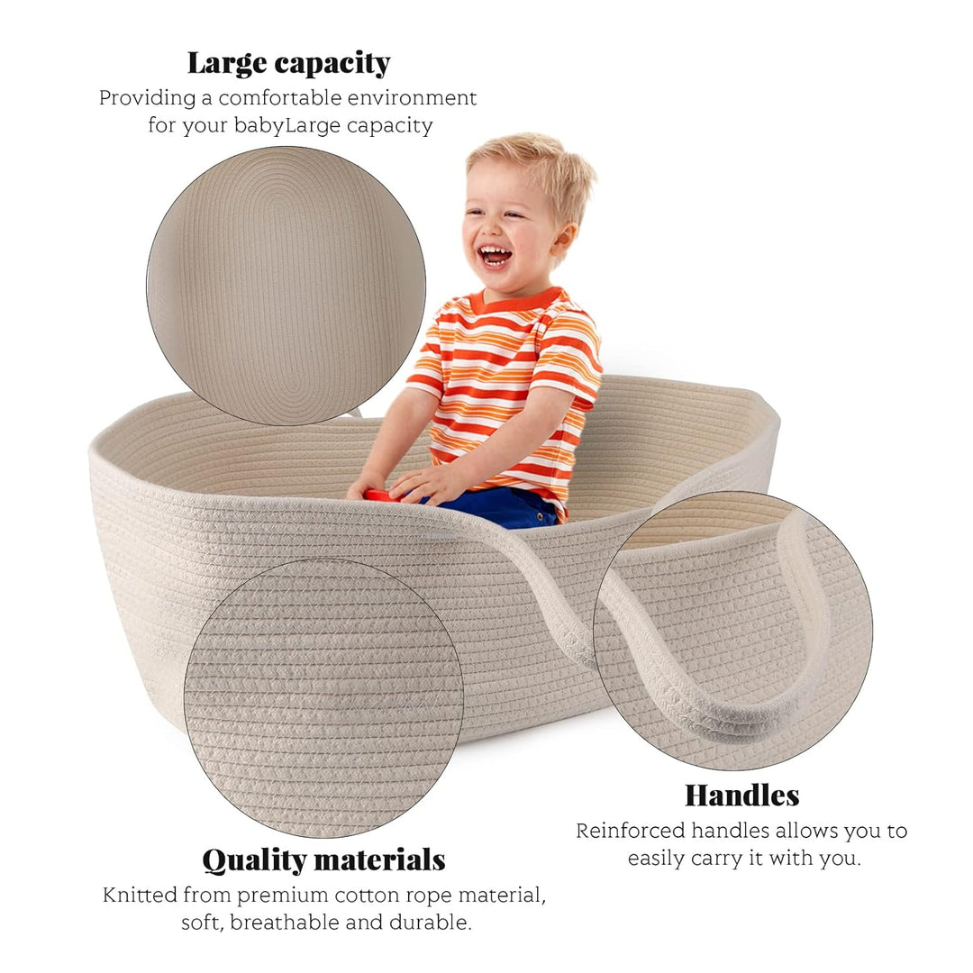 Yuehuamech Baby Moses Korb Tragbare Bett Handheld Baumwolle Seil Infant Carrycot Bettwäsche Schlafsa