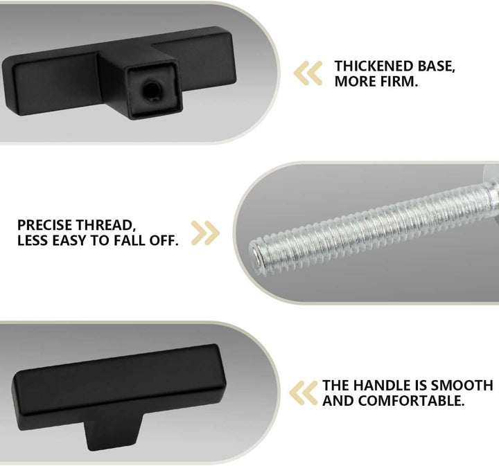 Bwintech 12 Stück 50MM Kabinettgriff Mattschwarz Schrank Pull Griffe, Modisch Edelstahl Quadrat Grif