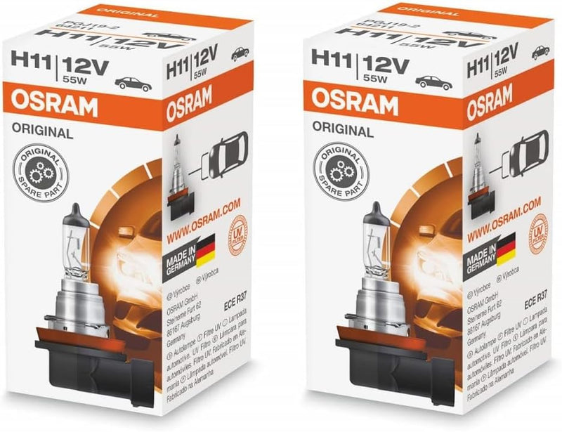 Osram H11 55 Watt 12 Volt PGJ19-2 64211 (2 Stück) Fahrzeugbeleuchtung, Weiss,grau