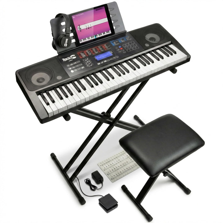 Rockjam 61 Key Touch Display Tastatur Piano Kit mit digitaler Klavierbank, elektrischer Klavierständ