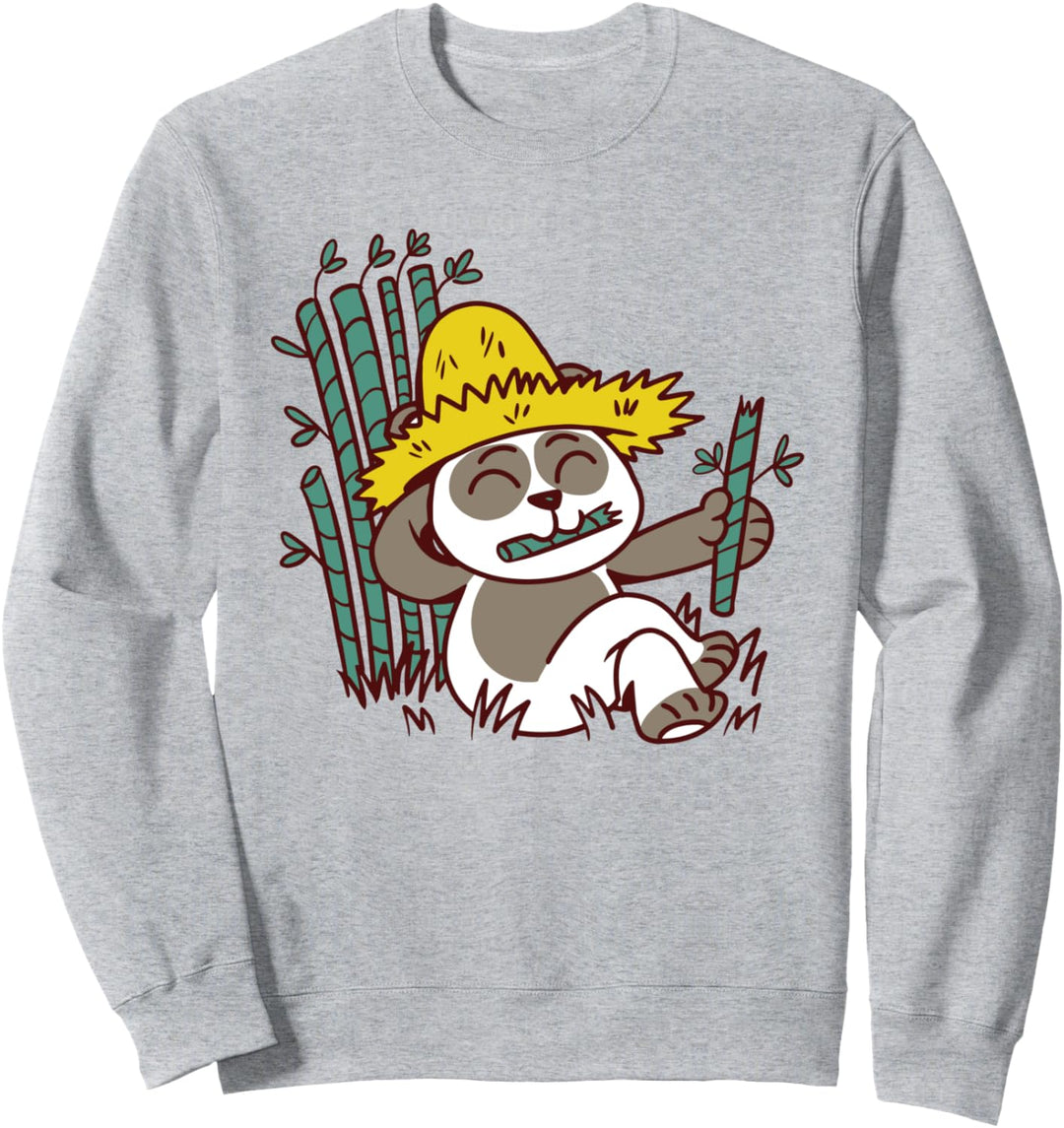 Panda Farmer Cartoon Bär Bambus Sweatshirt