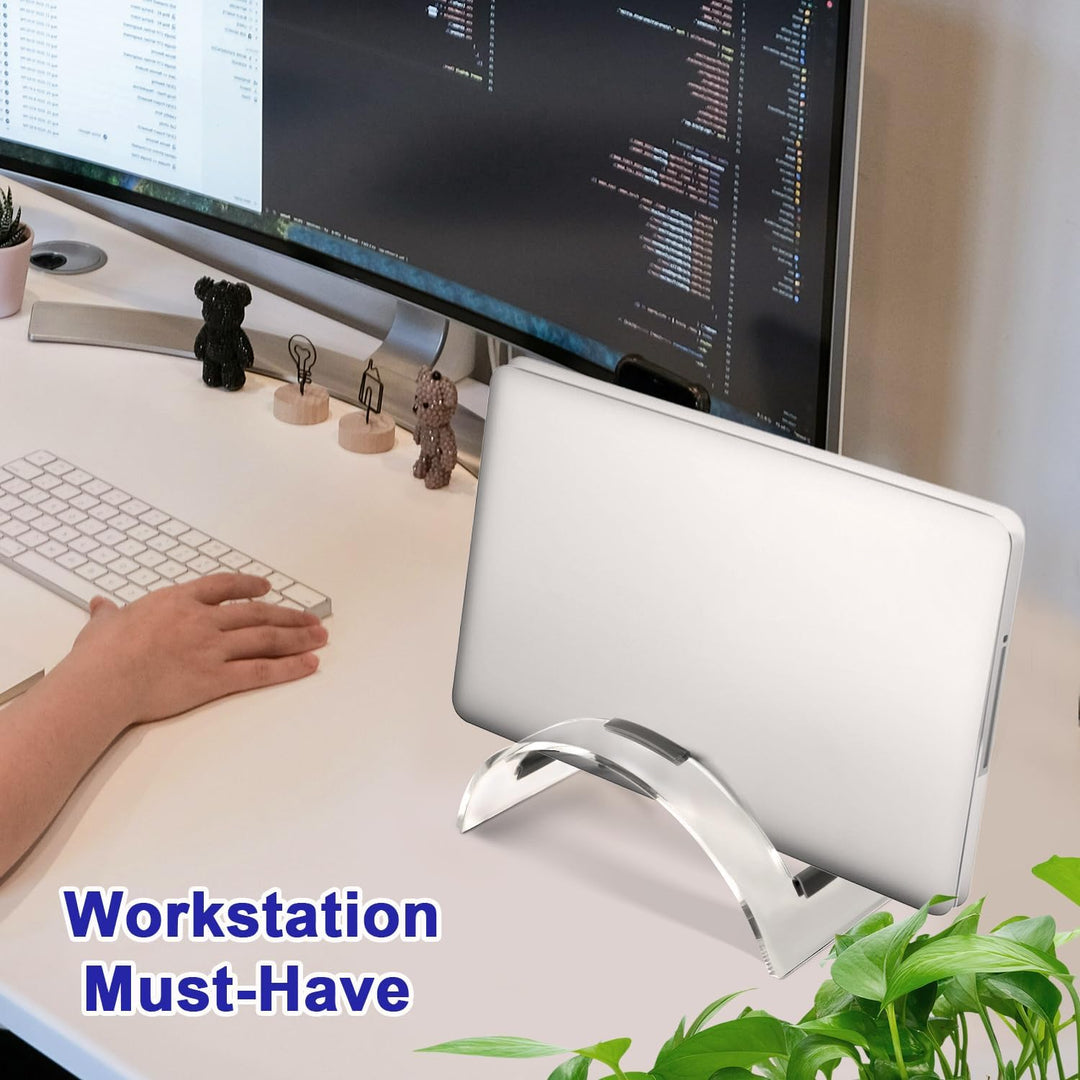 Vertikaler Laptopständer für den Schreibtisch, Transparent Acryl-Laptophalter Unsichtbar Platzsparen