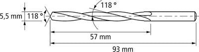 PFERD Spiralbohrer INOX, 10 Stück | Ø 5,5 mm, HSS-E Co5 N, DIN 338, 135° | 25203568 - für zähe und h