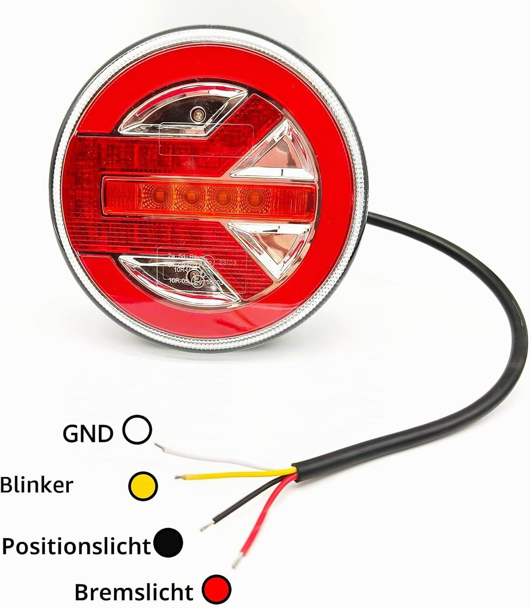 AOJO 2 PCS Rund 12 V 24 V LED Rücklicht mit E-Prüfzeichen, IP67 Wasserdicht Universelles Hamburger R